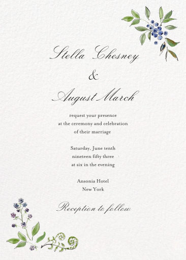 Blueberry Sprig - Invitation by Kirby x Art