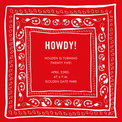 Bandana - Invitation by Linda and Harriett