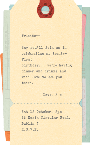 Milestone Mementos - 21st Birthday Invitation by Annie Atkins - Back