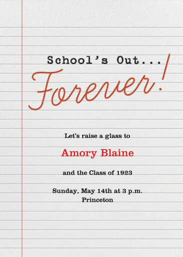 School's Out Forever - Housewarming Invitation by Crate & Barrel