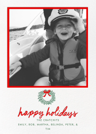 Merry Christmas Wreath Tall - Holiday Card by Linda and Harriett