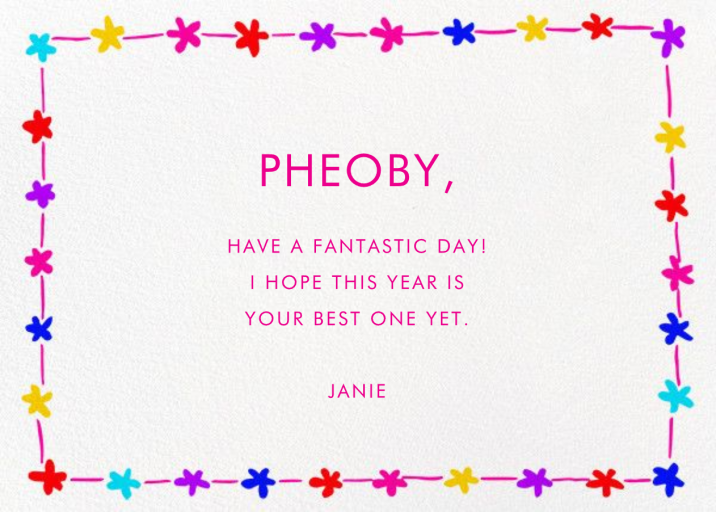 Floral Bunting Border - Birthday Card by Linda and Harriett - Back