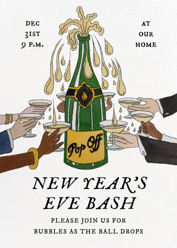 Champagne Toast New Year Invitation