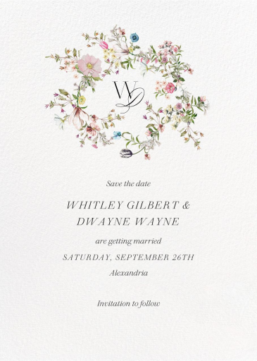 Regal Initials - Save the Date by  Monique Lhuillier