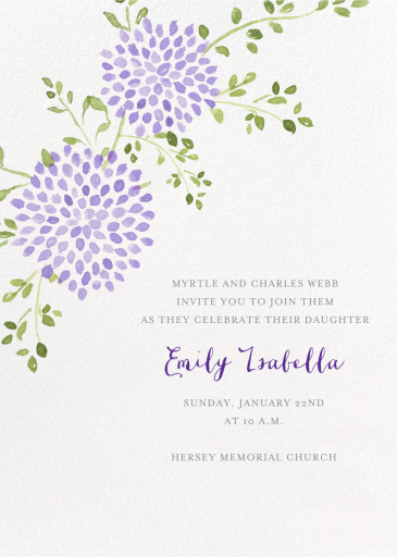 Watercolor Dahlias - First Communion Invitation by Paperless Post