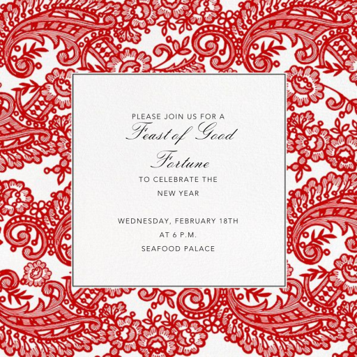 Filigree Lace (Square) - Invitation by Oscar de la Renta