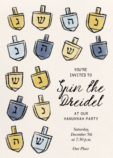 Illustrated Dreidel Hanukkah Card