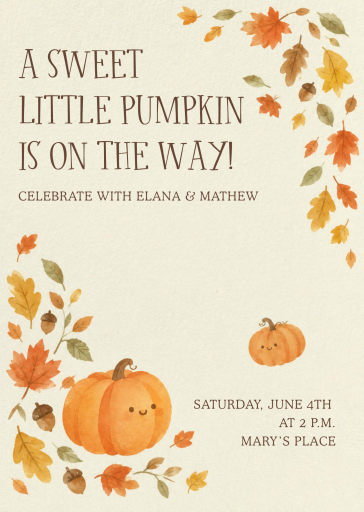 Watercolor Pumpkin Baby Invitation