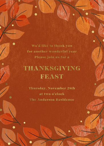 Gathered Leaves - Thanksgiving Invitation by Paperless Post