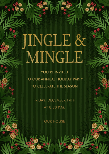 Green Holiday Foliage Invitation