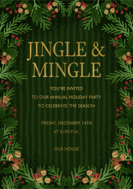 Green Holiday Foliage Invitation