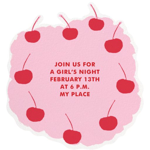 Pink Cherry Cake - Galentine's Day Invitation by Iris + Marie - Back