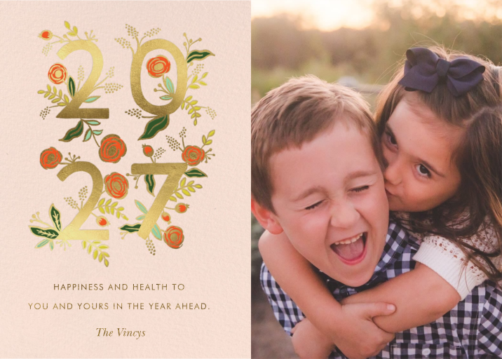Photo Floral 2027 New Year Card