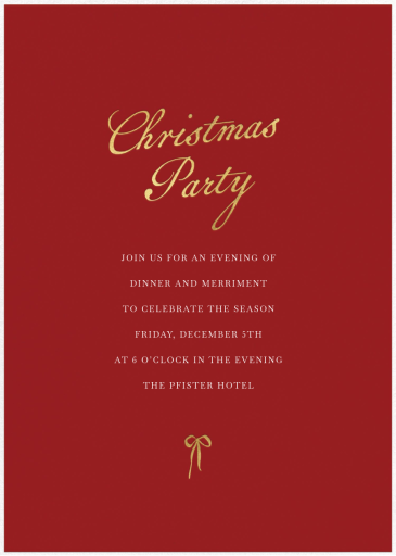 Signature Bow - Christmas Party Invitation by Sugar Paper