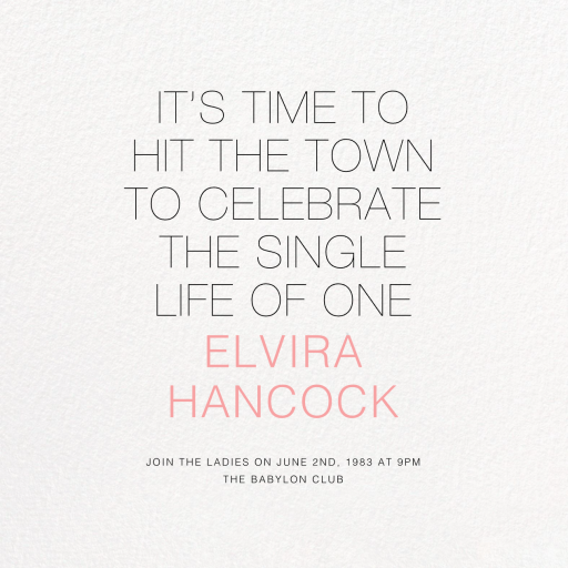 Ivory Plain - Bachelorette Party Invitation by Paperless Post