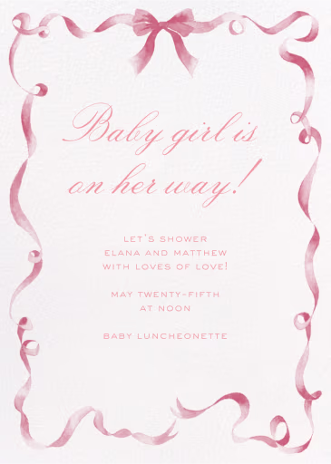 Festive Ribbon - Baby Shower Invitation by Clementina Sketchbook