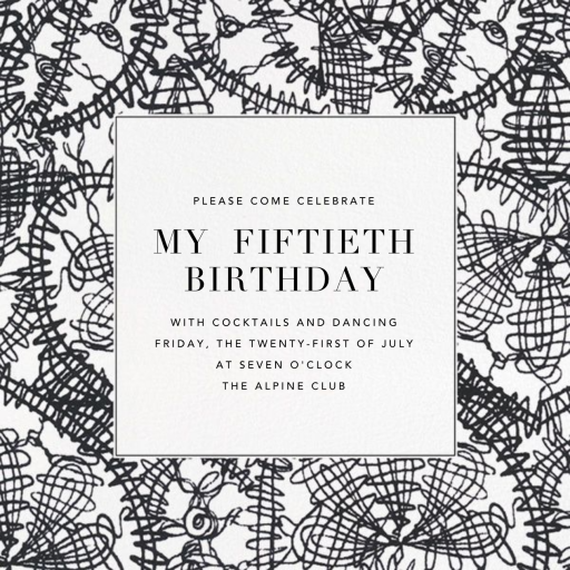 Scribble Print - 50th Birthday Invitation by Oscar de la Renta