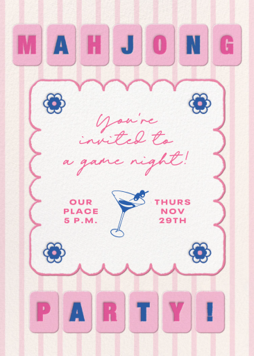 Mahjong Tile Game Night Invitation