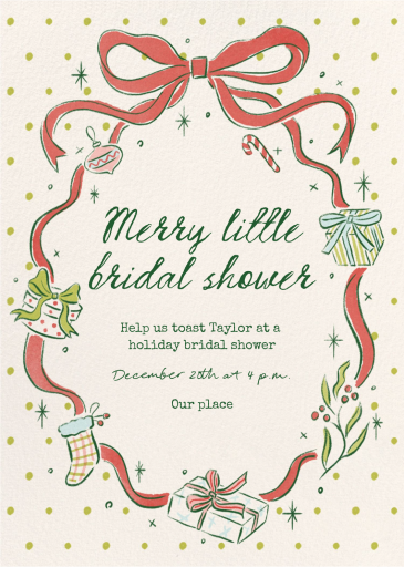Red Ribbon Gift Exchange Invitation