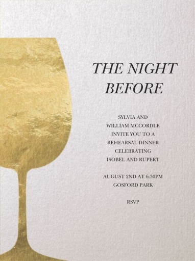 Wineglass Foil - Rehearsal Dinner Invitation by Paperless Post