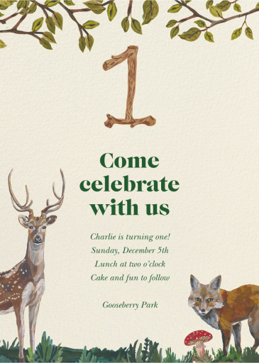 Faune - First Birthday Invitation by Nathalie Lété