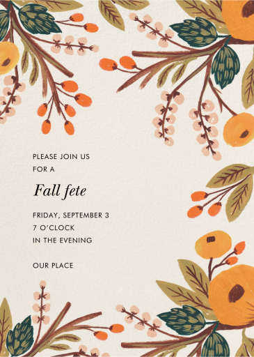 Harvest Floral - Fall Party Invitation by Rifle Paper Co.