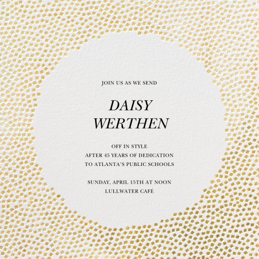 Metallic Confetti - Retirement and Farewell Party Invitation by Kelly Wearstler