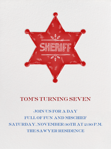 Sheriff Badge - Birthday Invitation by Paperless Post