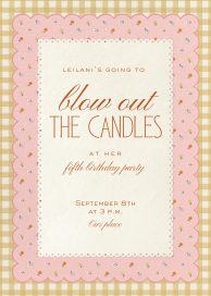 Invitación « Baby Shower » con estampado floral de cuadros vichy