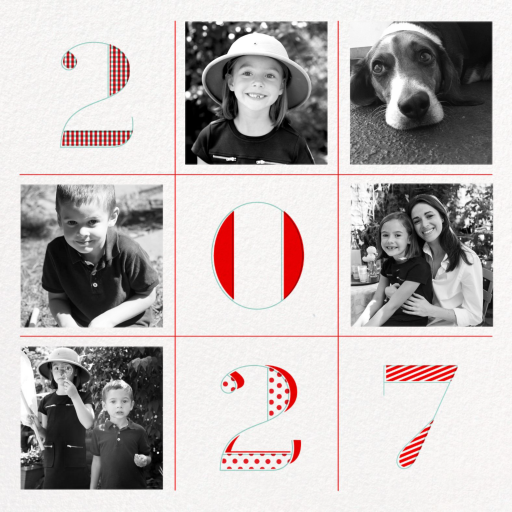 Photo Grid Numbers Year Card