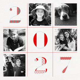 Números de la cuadrícula de fotos Año Card