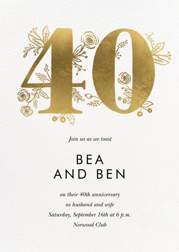 Gold Floral - Anniversary Invitation by Rifle Paper Co.