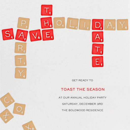 Christmas Scrabble - Holiday Save the Date by Paperless Post