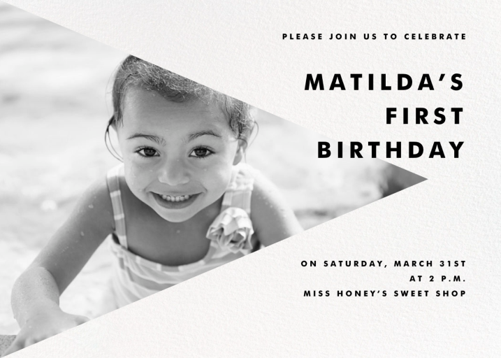 Side Triangle Photo - First Birthday Invitation by Paperless Post