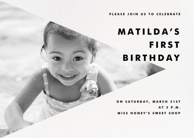 Side Triangle Photo - First Birthday Invitation by Paperless Post