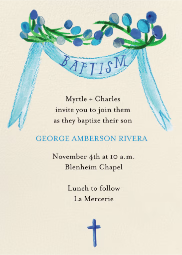 Blooming Banner - Baptism & Christening Invitation by Mr. Boddington's Studio