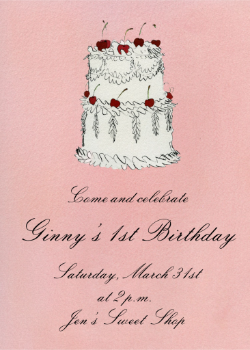 Pink Cherry Cake Invitation