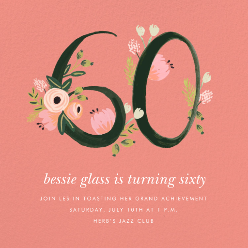 Botanic Numerals - 60th Birthday Invitation by Rifle Paper Co.