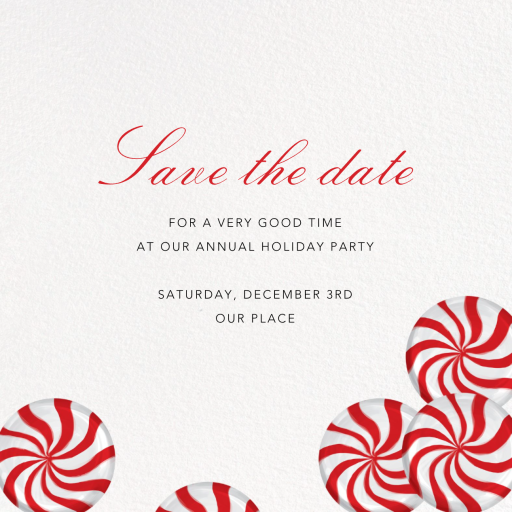 Peppermints on Ivory - Holiday Save the Date by Paperless Post