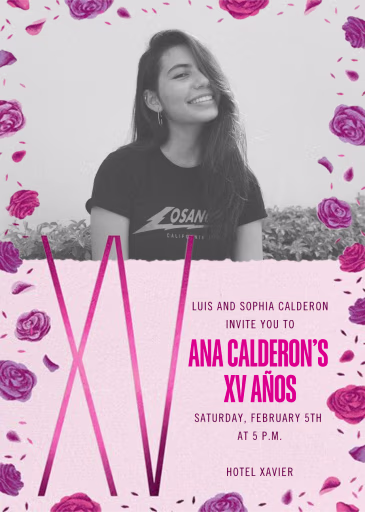 Raining Roses Photo - Quinceañera Invitation by Paperless Post