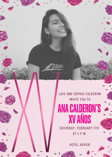 Raining Roses Photo - Quinceañera Invitation by Paperless Post