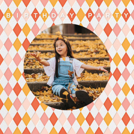 Harlequin - Petit Collage - Birthday Invitation by Petit Collage