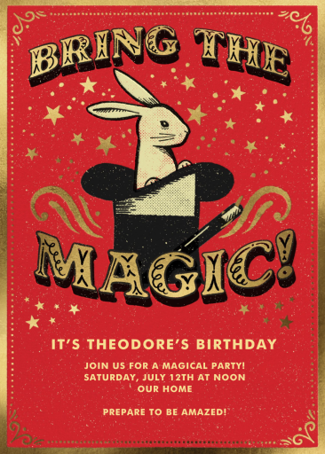 Rabbit in a Hat - Birthday Invitation by Hello!Lucky