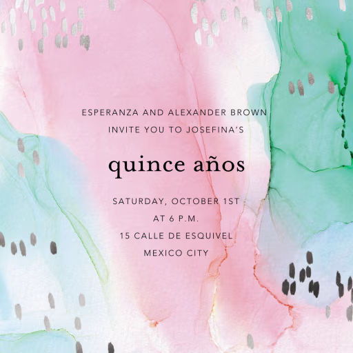Watercolor Pastel - Quinceañera Invitation by Ashley G