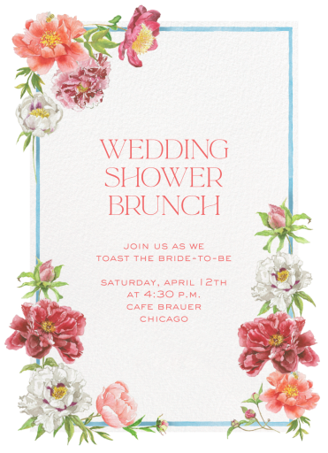 Blooming Peonies - Bridal Shower Invitation by Clementina Sketchbook