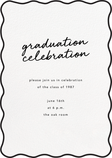 Black Wavy Edge - Graduation Party Invitation by Sugar Paper