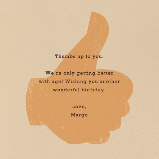 Congratulations Thumbs Up - Birthday Card by Paperless Post - Back