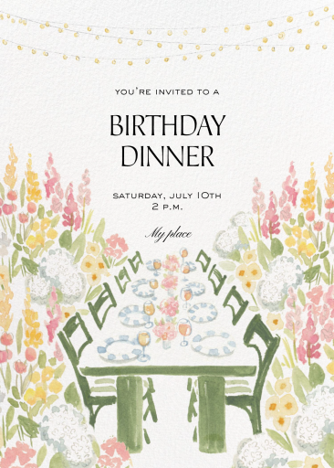 Dinner Florals - Birthday Invitation by Martha Stewart