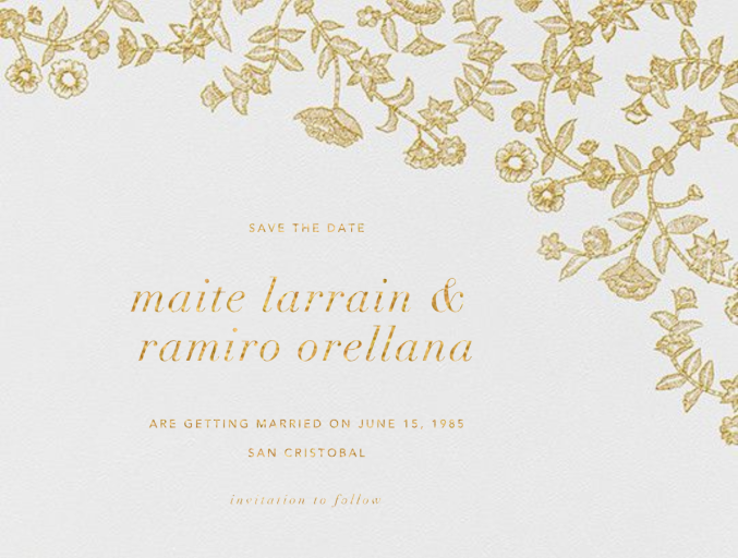 Stitched Floral I - Save the Date - Save the Date by Oscar de la Renta