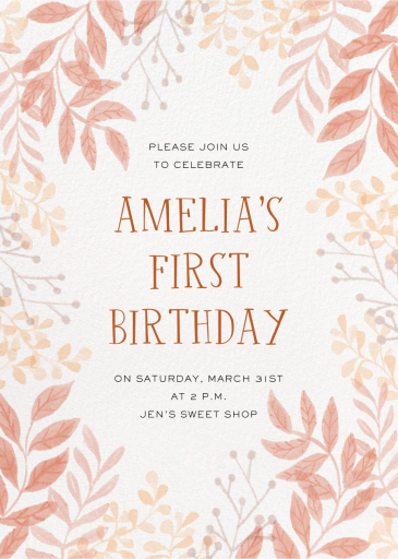 Eucalyptus Branches - First Birthday Invitation by Paperless Post
